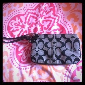 Coach Gray and Black Wristlet